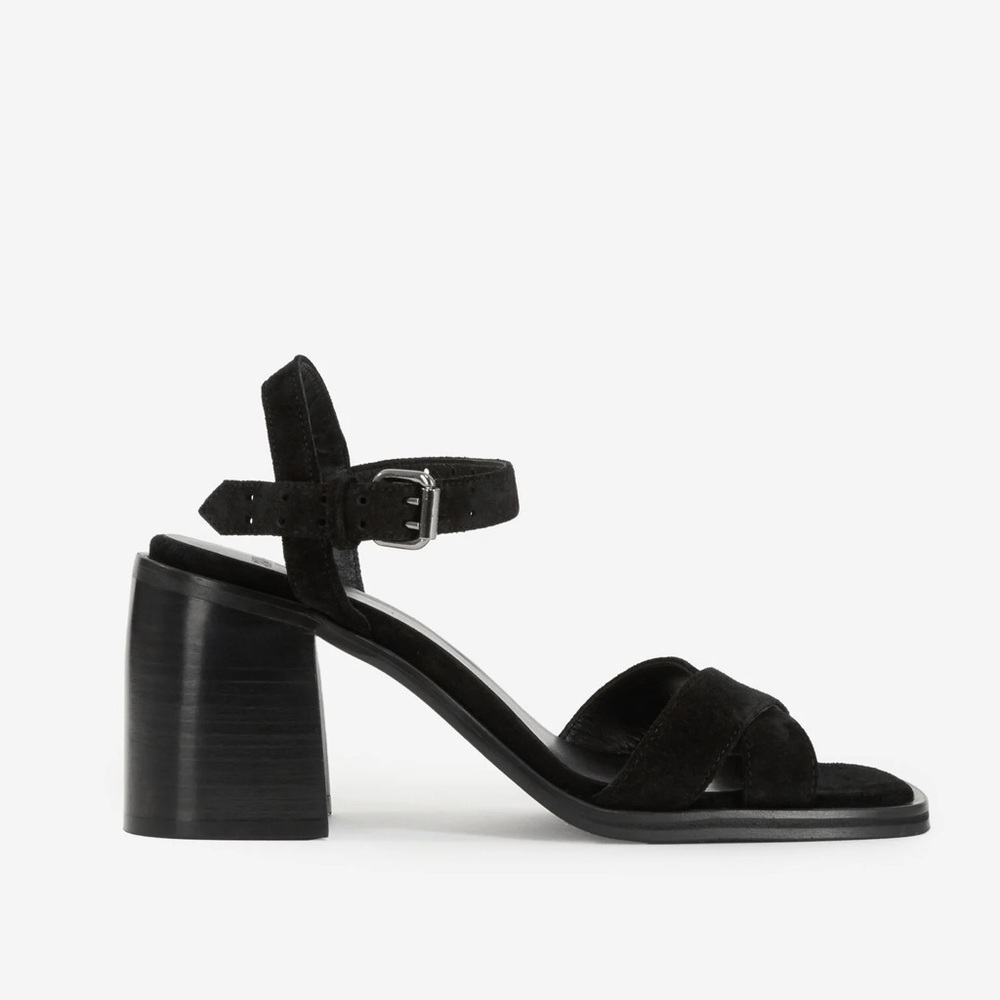 THE KOOPLES Black Leather Block Heel Sandals Ankle Strap EU40